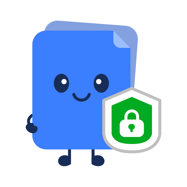 The BilagPilot mascot protects documents with a security shield